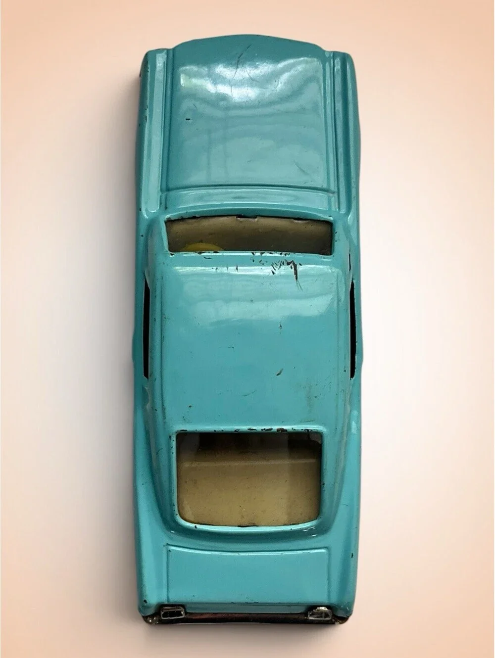 Vintage 1967 Louis Marx Ford Mustang Fastback – Japan Issue Tin Pres Aqua VG Car